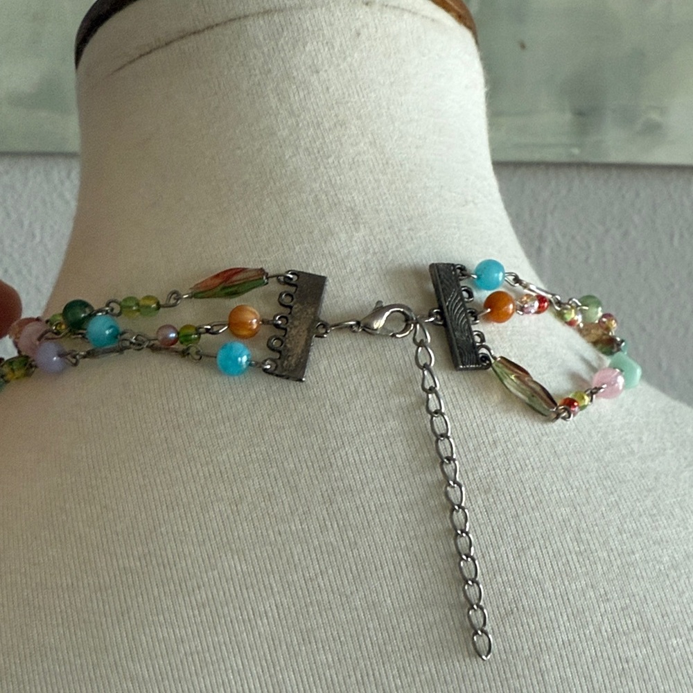 Vintage Colorful Beaded Multi-Strand Necklace - Picture 4 of 4